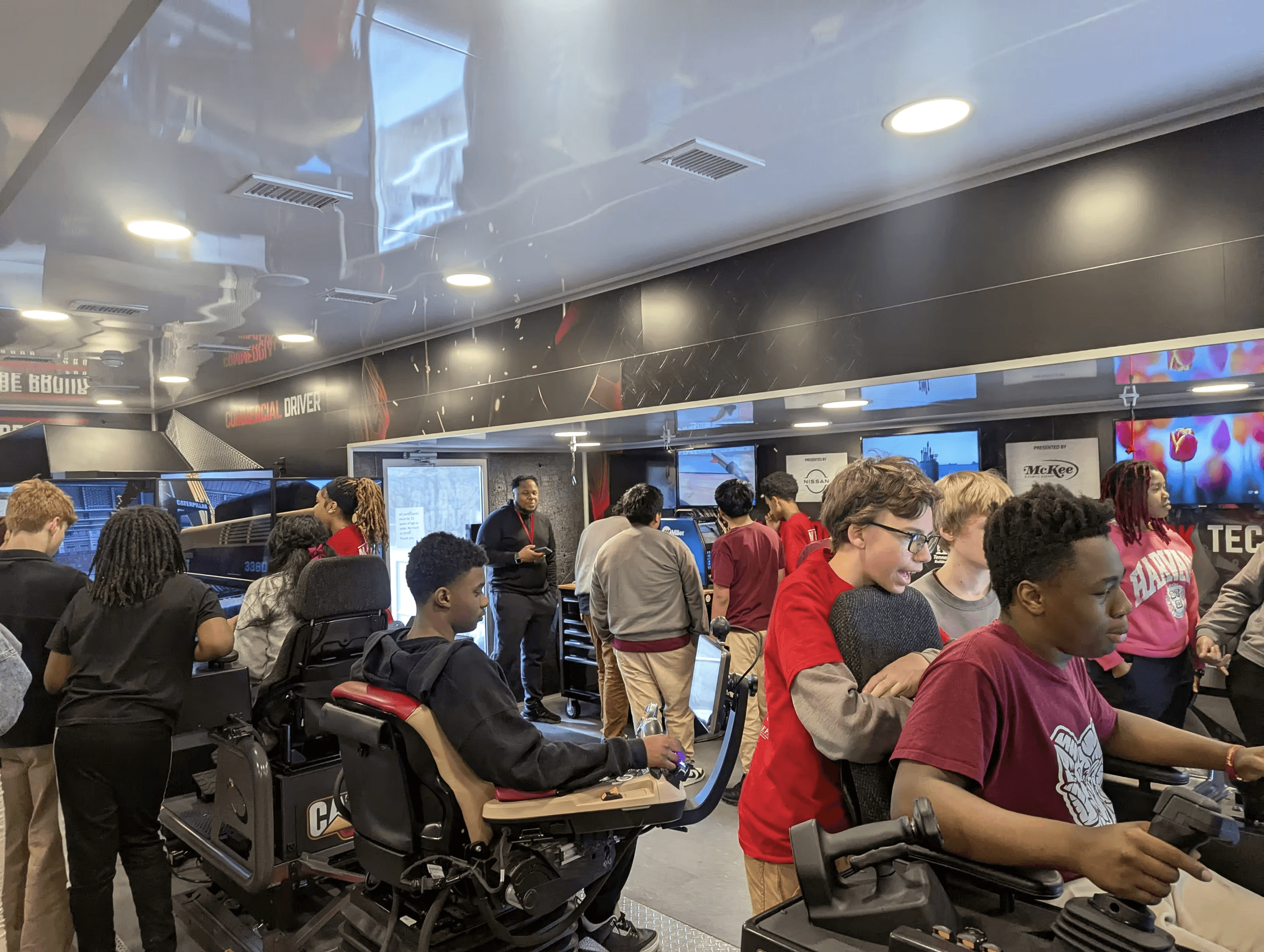 Students at a career fair.