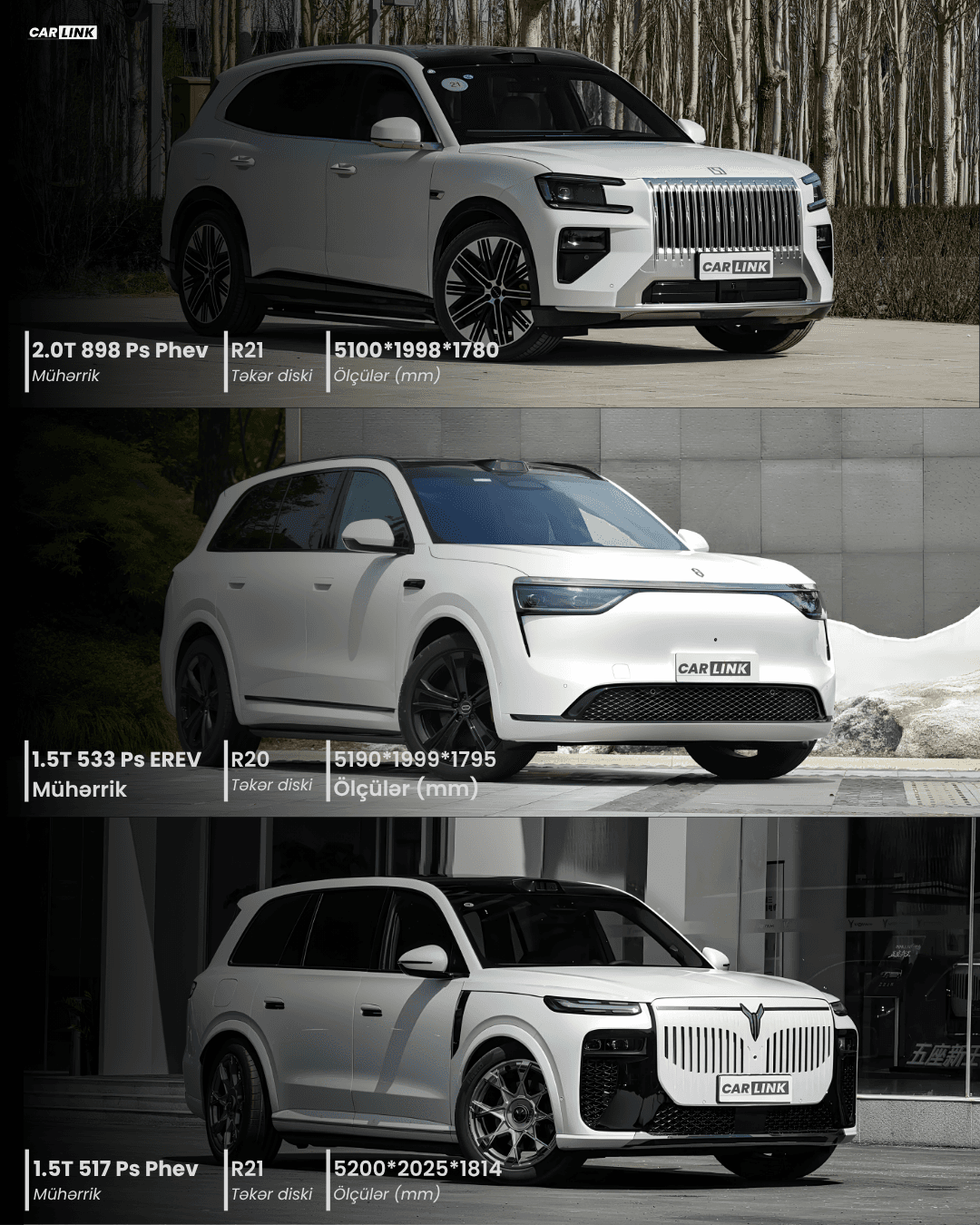 Zeekr 8X, AITO M8 və Voyah Taishan X8 texniki göstəricilərinin müqayisəsi