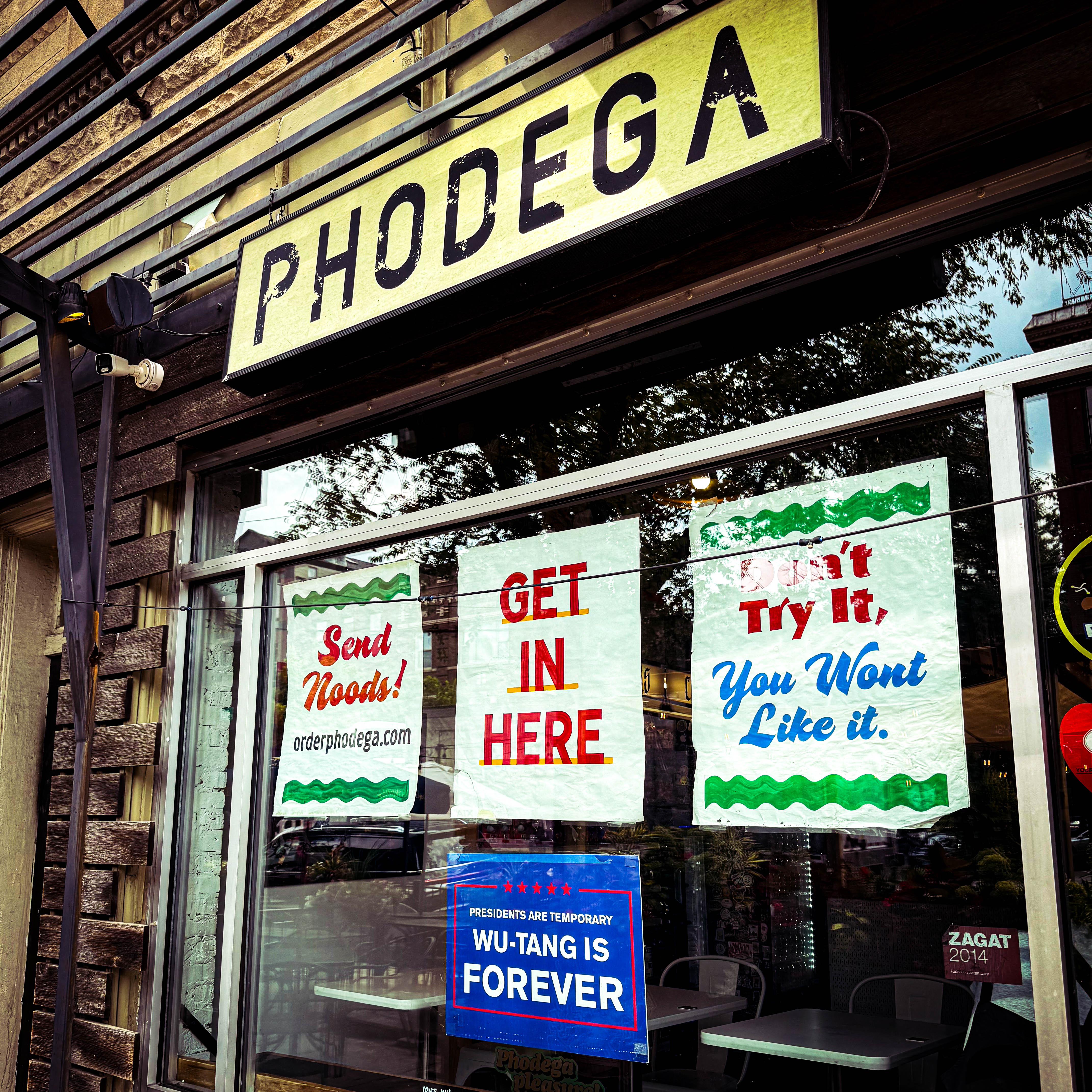 The window of Phodega sets the mood of the spot as you walk in.