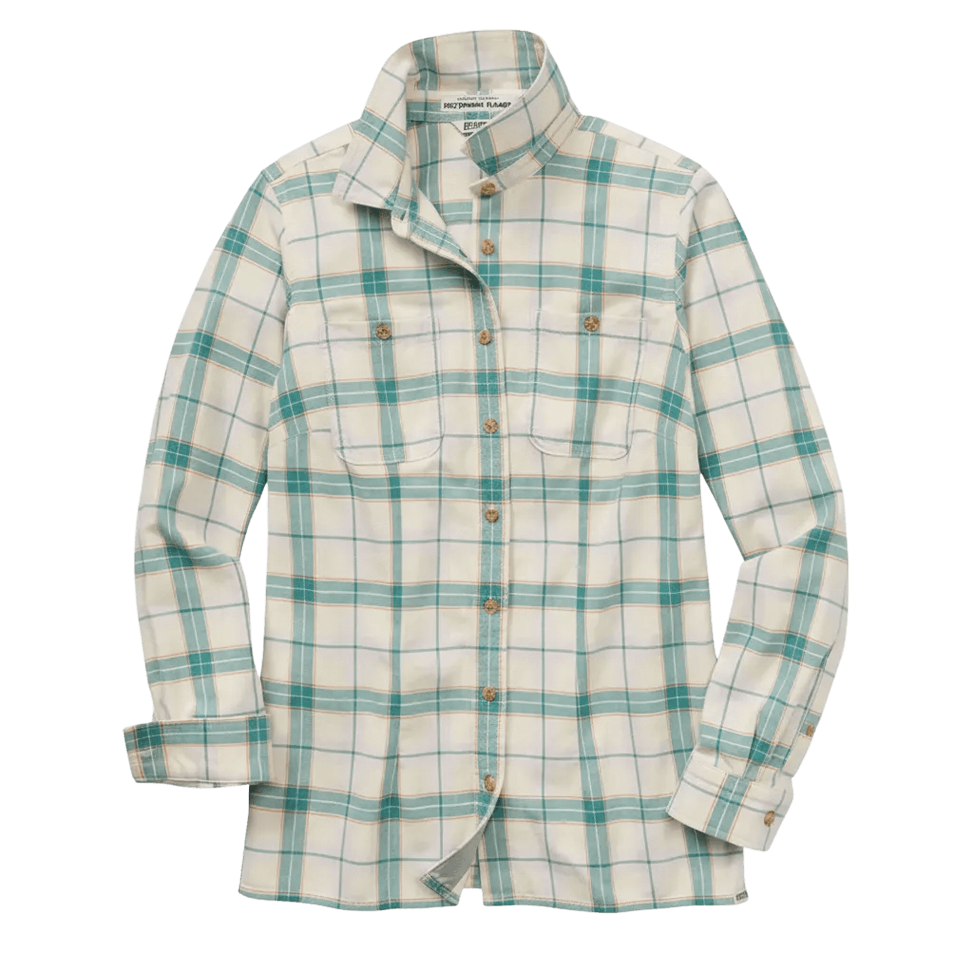 Duluth Trading Company Women's Free Swingin' Flannel Shirt in Antique White Forest Check