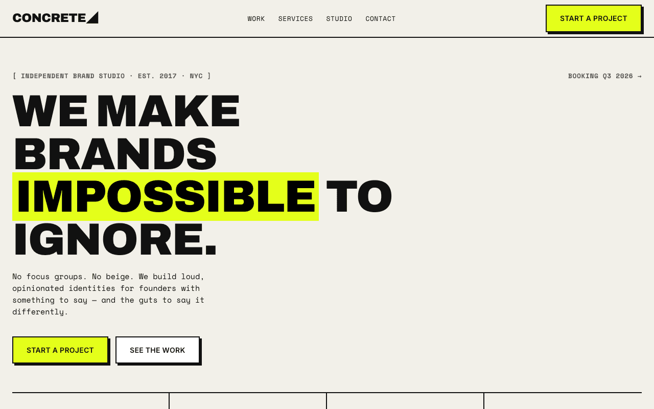 Concrete landing page preview
