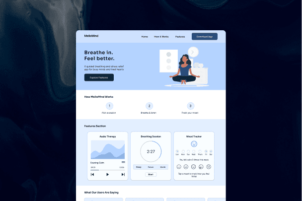 MelloMind Landing Page in Framer