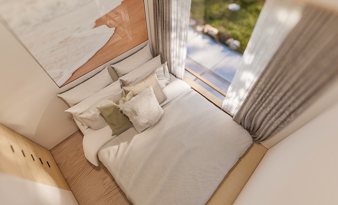 Scandi - One Level Tiny House Bedroom