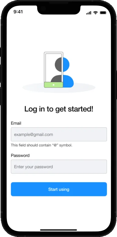 GTE driver logistics mobile app login start screen