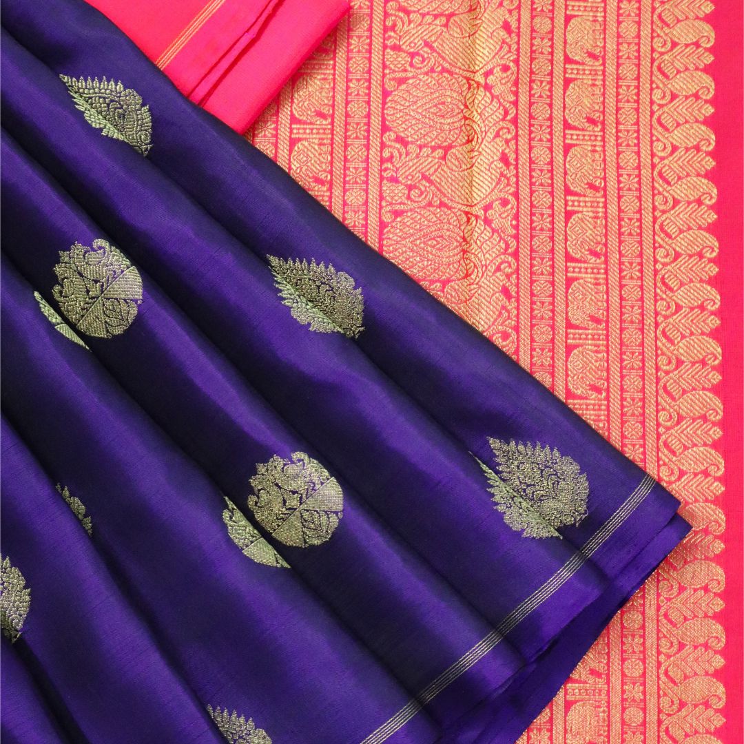 Royal Purple and Pink Kanchivaram Silk Saree