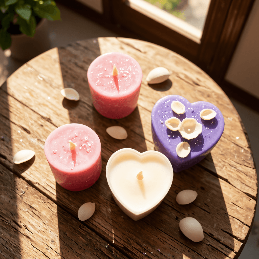 product photography of set of decorative candles