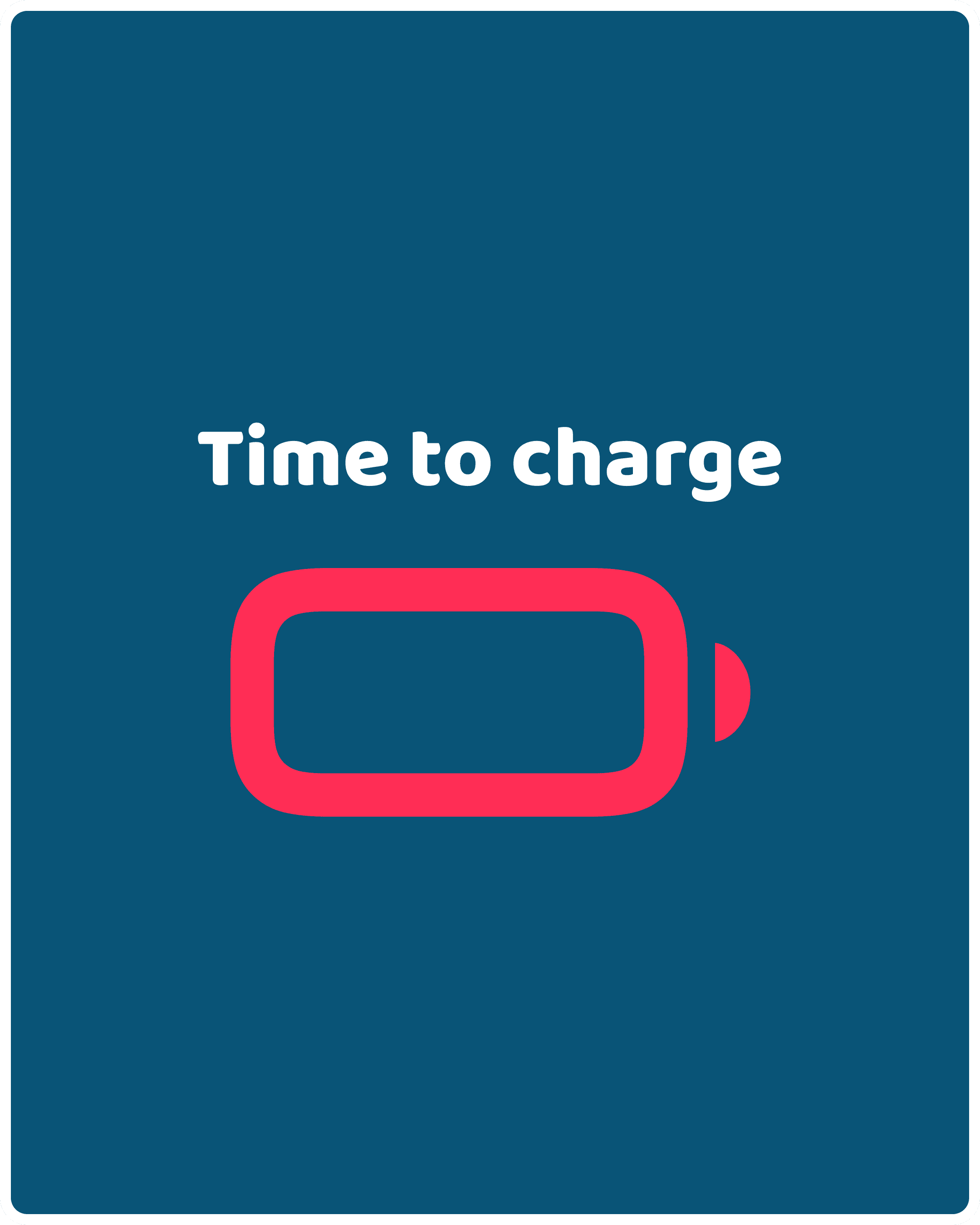 Image 3 of 6 from “I've missed this”: A phone displays a low-battery symbol with the message “Time to charge.”