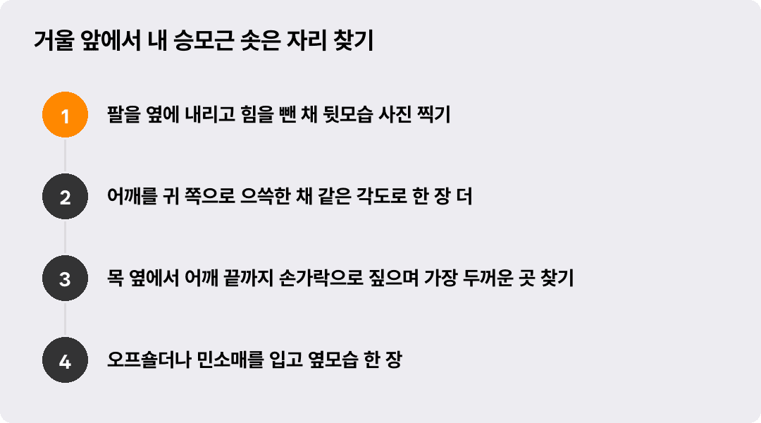 거울 앞에서 내 승모근 솟은 자리 찾기