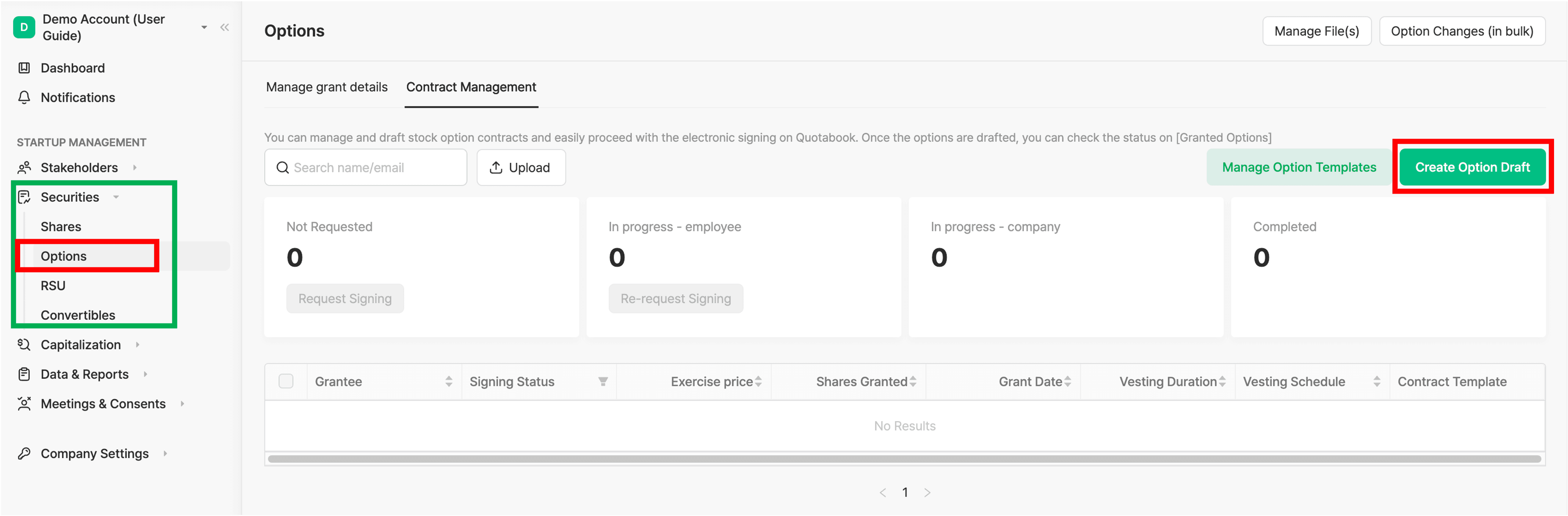 Create Option Drafts Individually
