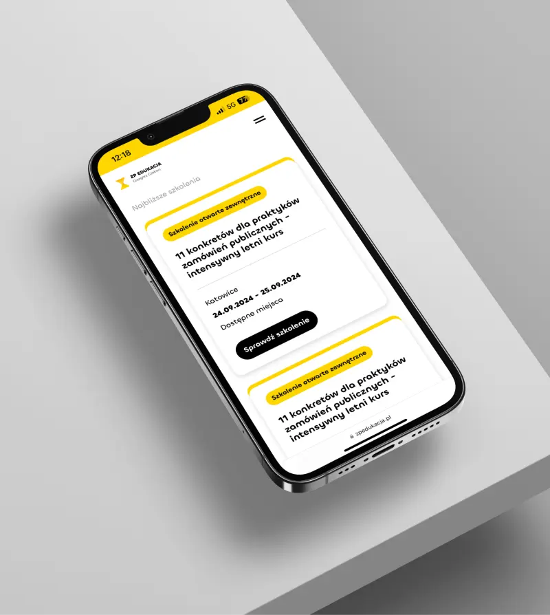 Realizacja projektu strony internetowej wraz z systemem zapisu na szkoleniadla dla szkoleniowca z dziedziny zamówień publicznych - ZP Edukacja