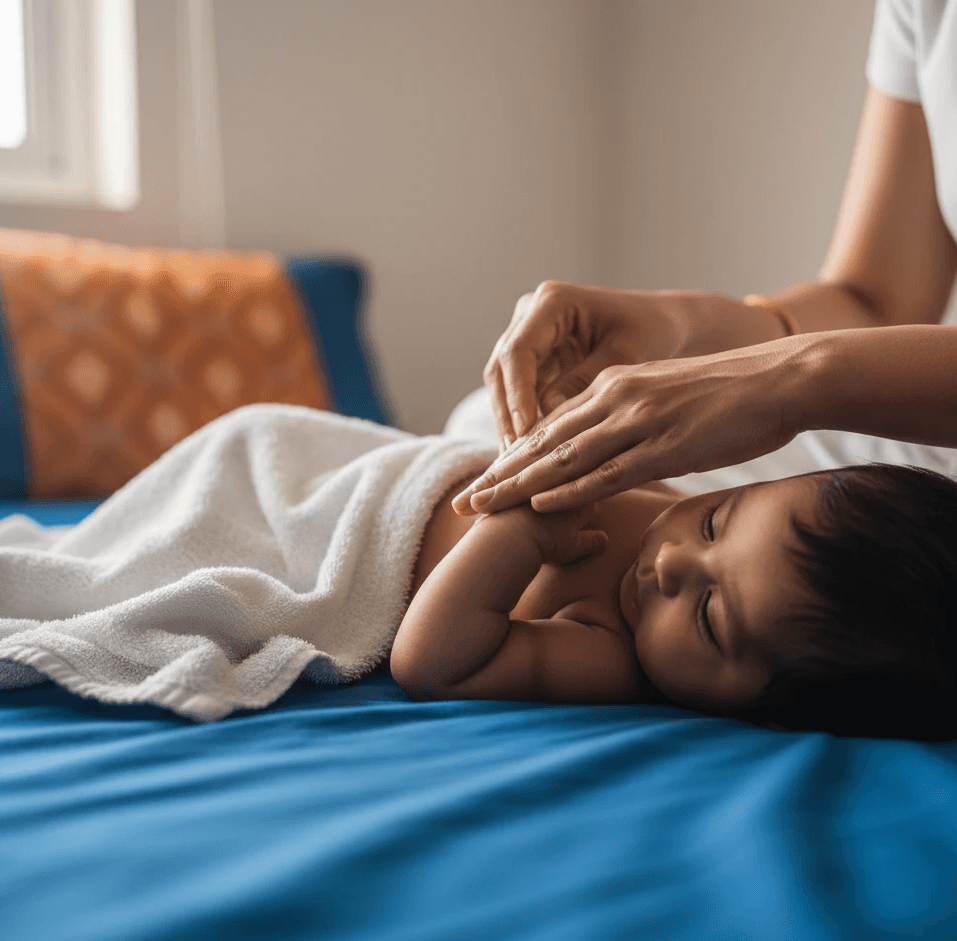 a group of children standing around each other