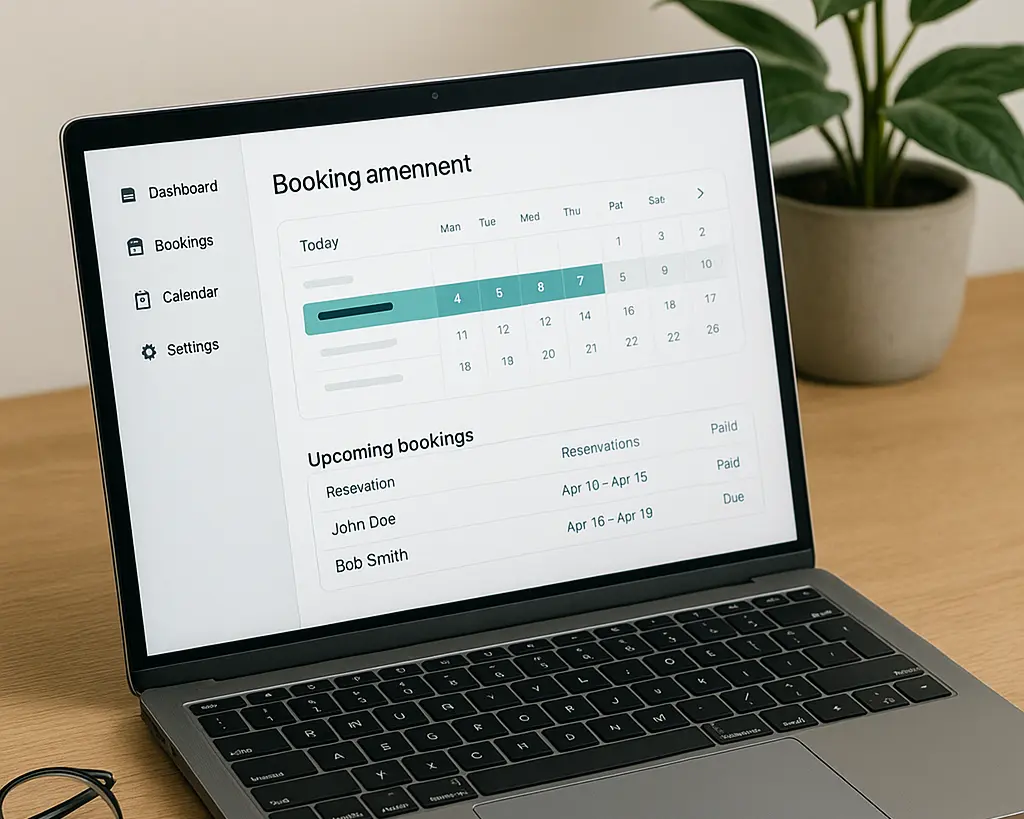 Openstaande laptop met een afbeelding van CRM pakket met bookings