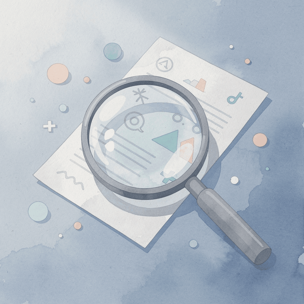 Magnifying glass examining learning concepts to identify gaps