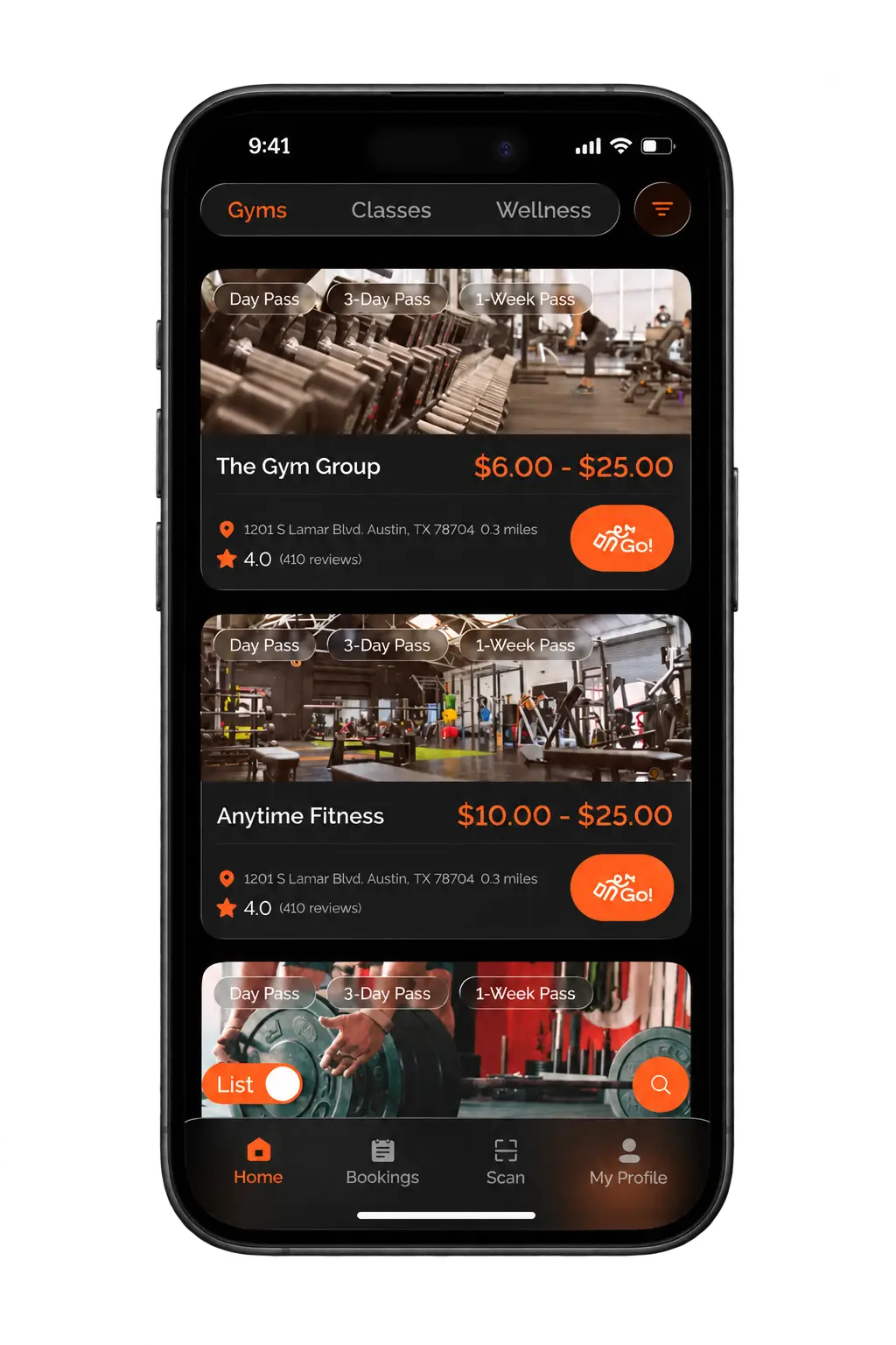 Goer mobile app interface 1