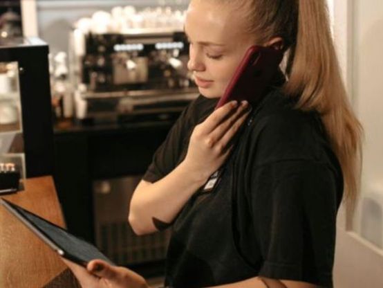 Aldelo ePay female clerk uses it at the front desk.