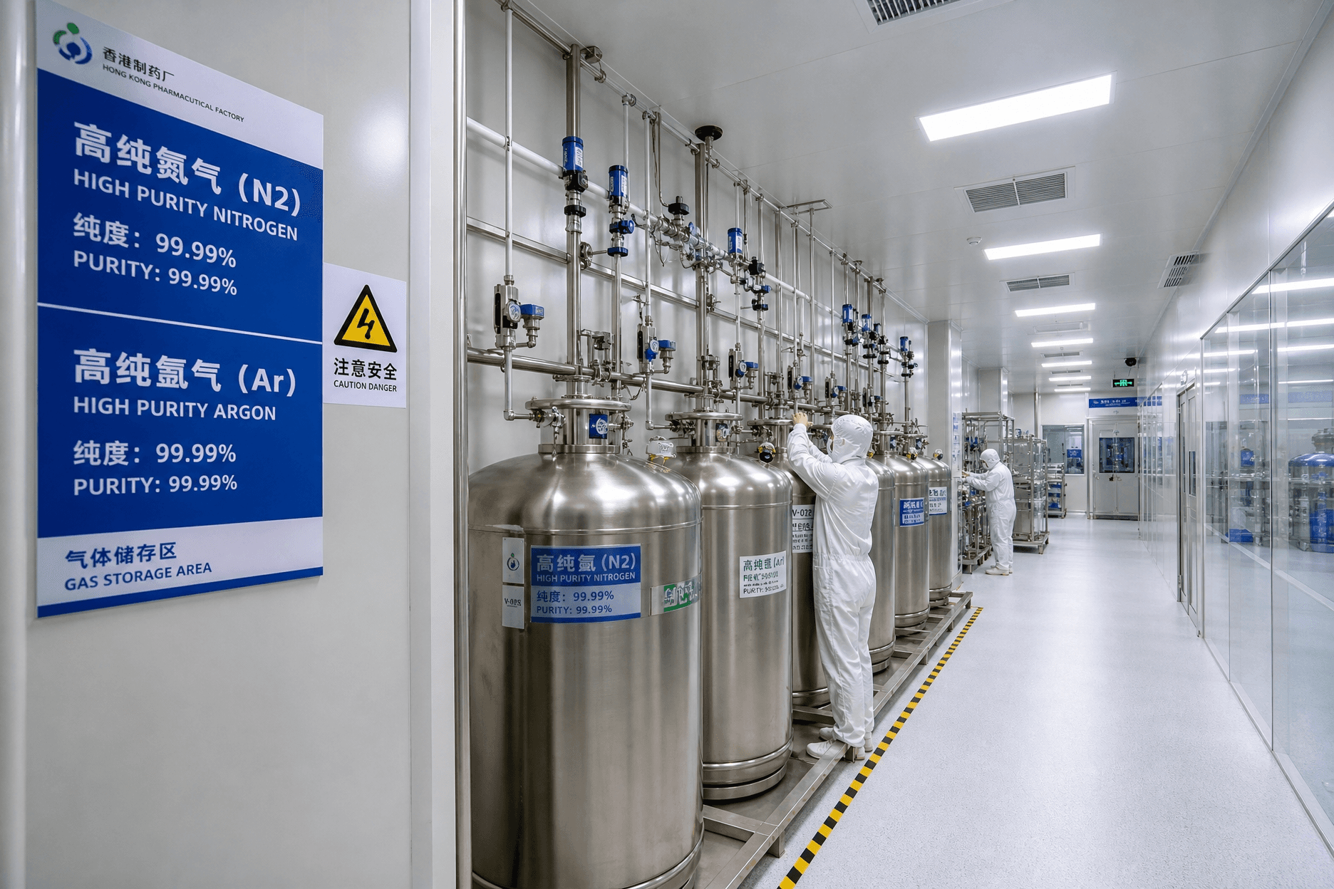 香港無塵車間工業氣體系統 N2 壓縮空氣潔淨室配套 | Hong Kong Clean Room Industrial Gases System N2 Compressed Air Clean Room Supporting
