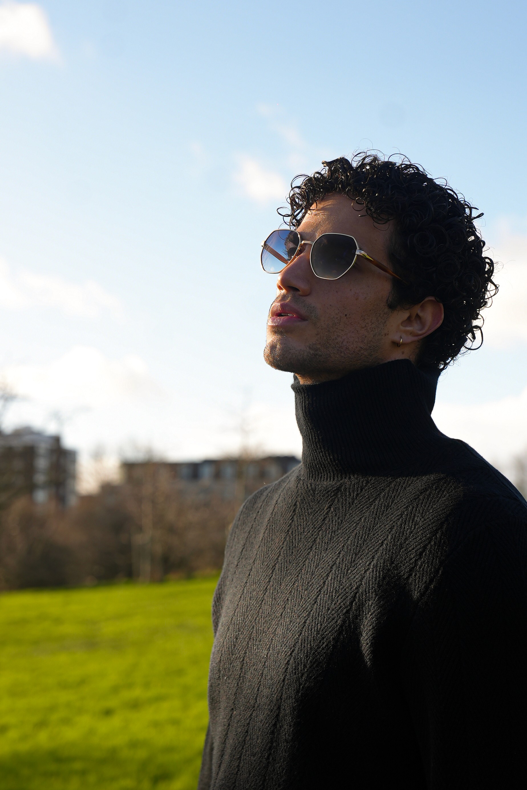 Shiba Inu dog jumping to catch falling autumn leaves