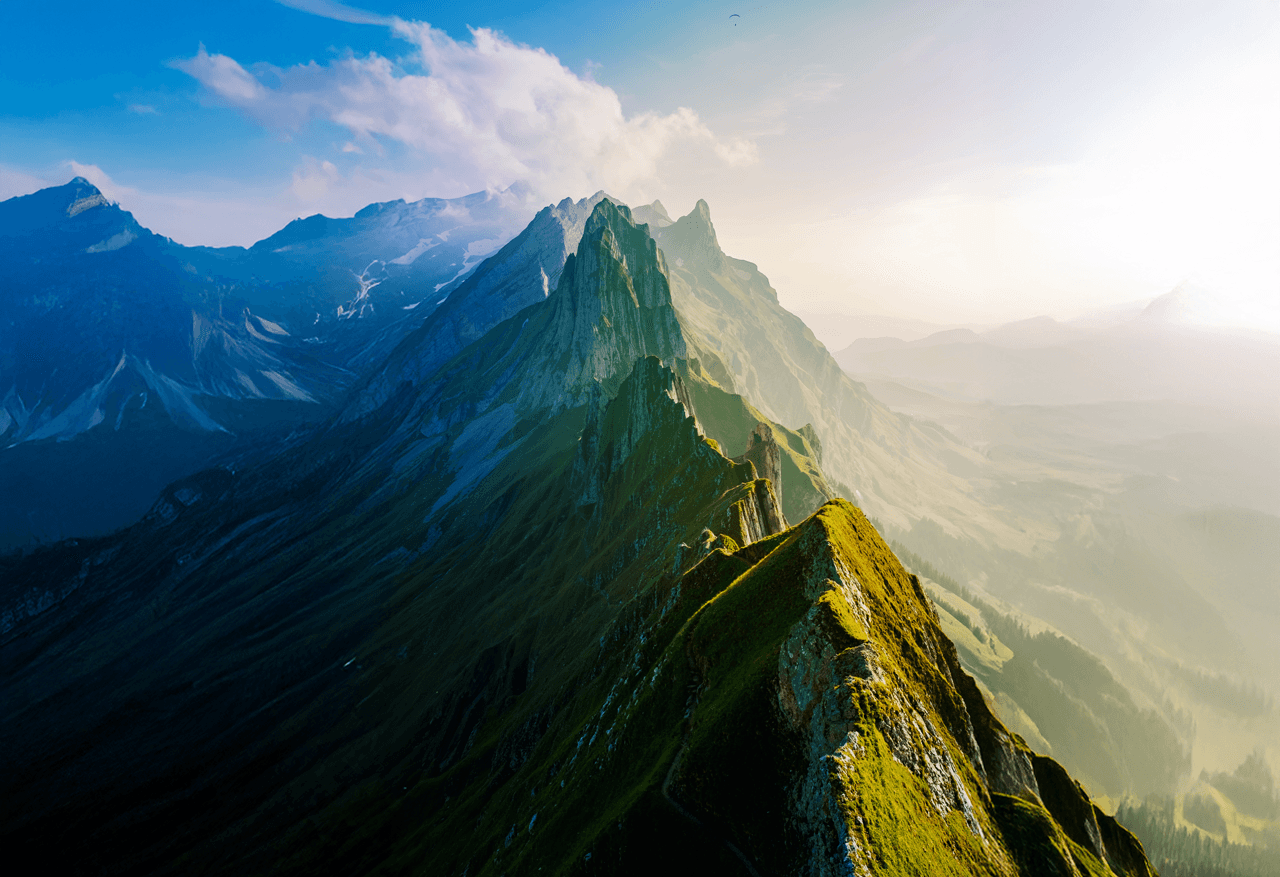 Drone shot of a running track at night