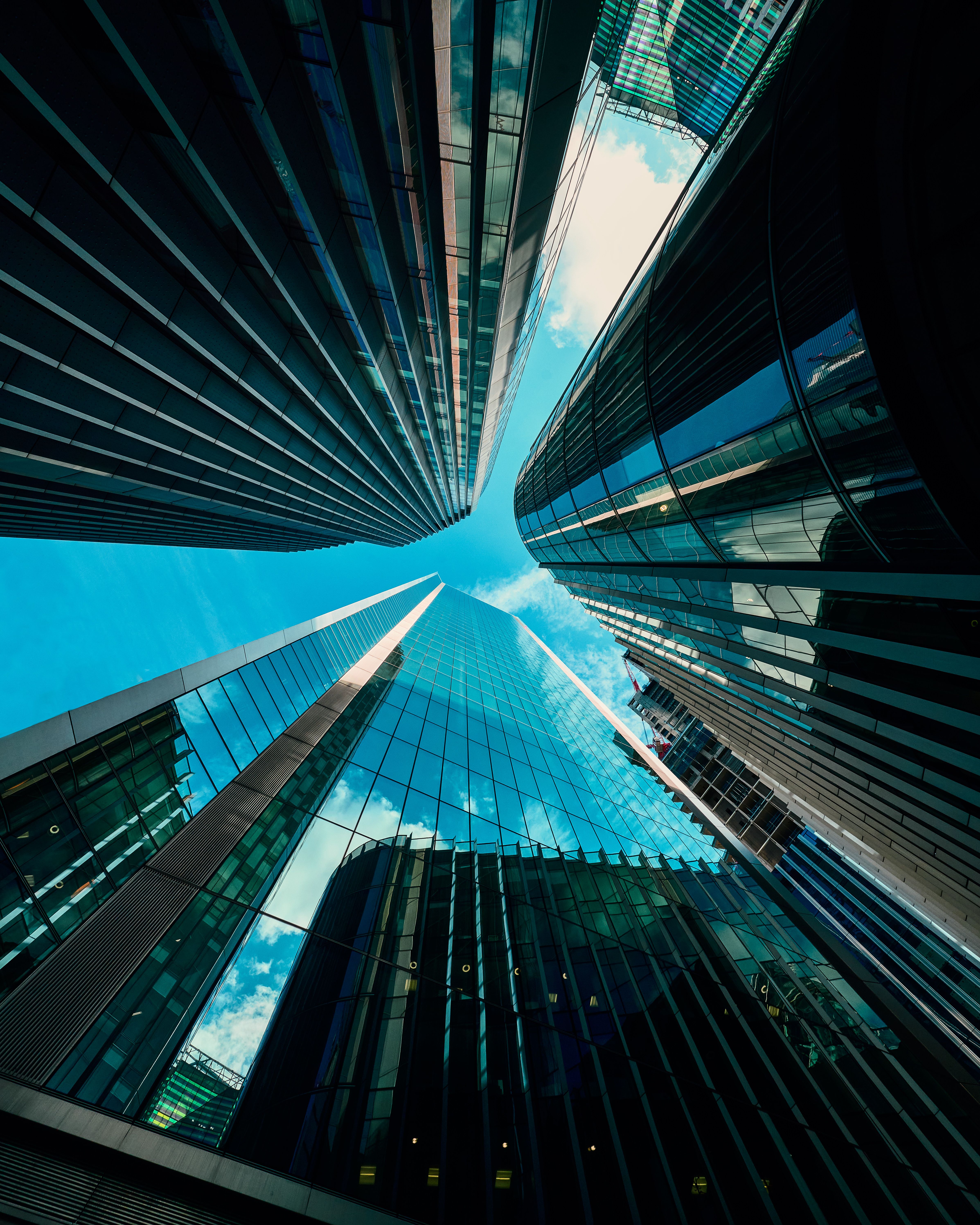 Modern office building looking upward