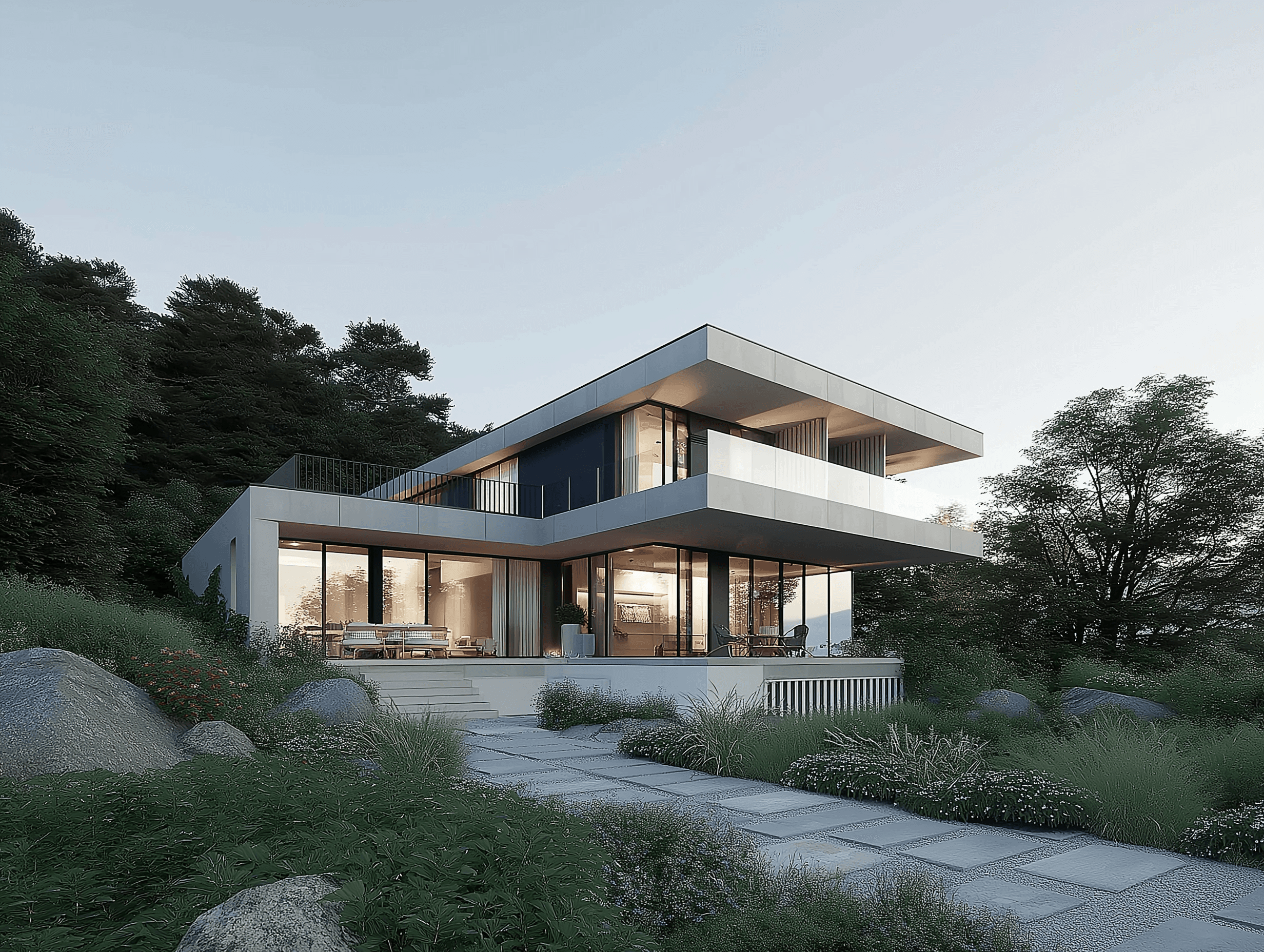Luxury multi-level villa built into a rocky hillside, cover image for an article on how interest rates shape the market.