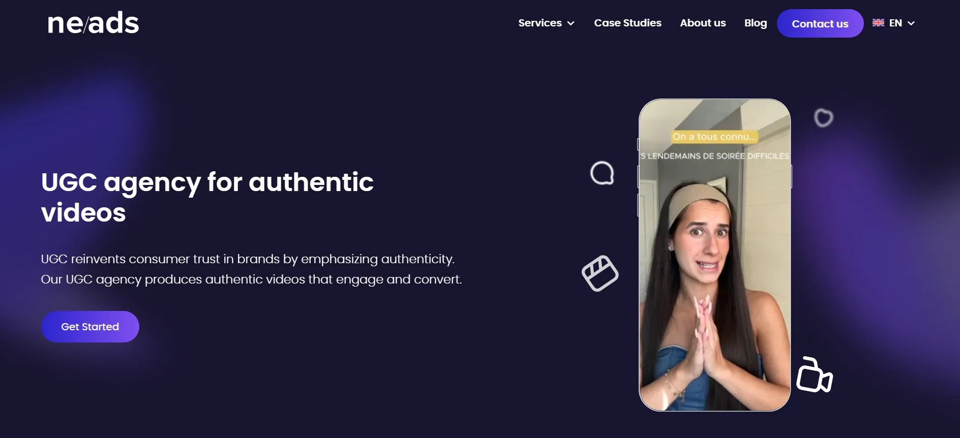 Neads UGC agency for TikTok and Meta ads.
