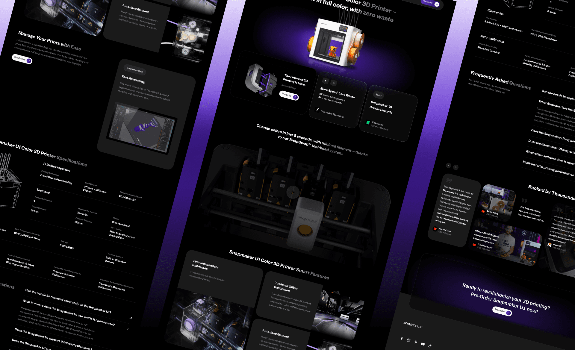 Landing Page Snapmaker U1 Color 3D