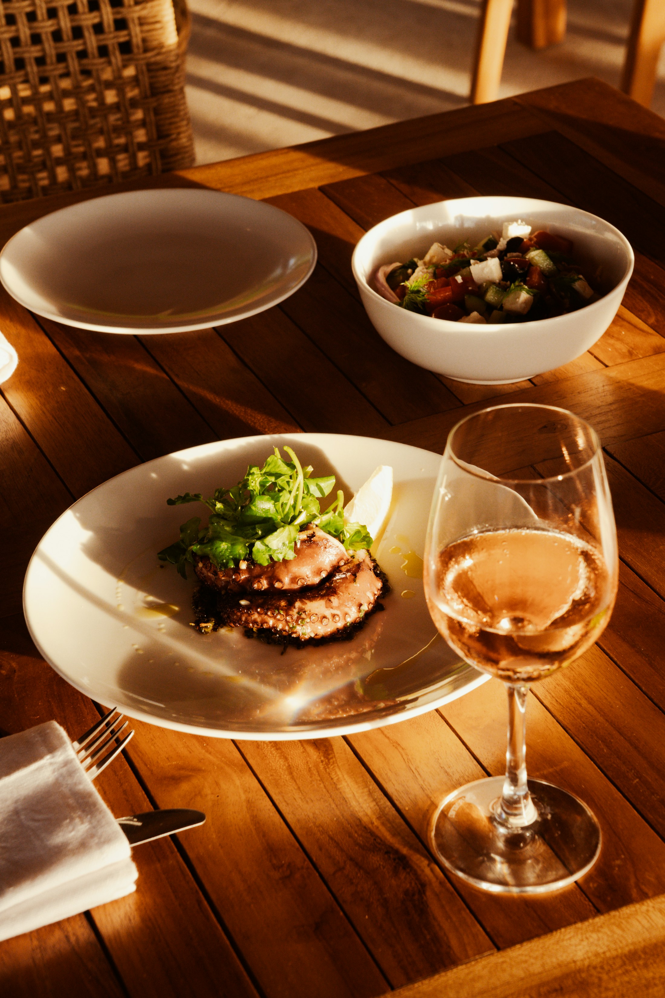 Grilled octopus and island wine