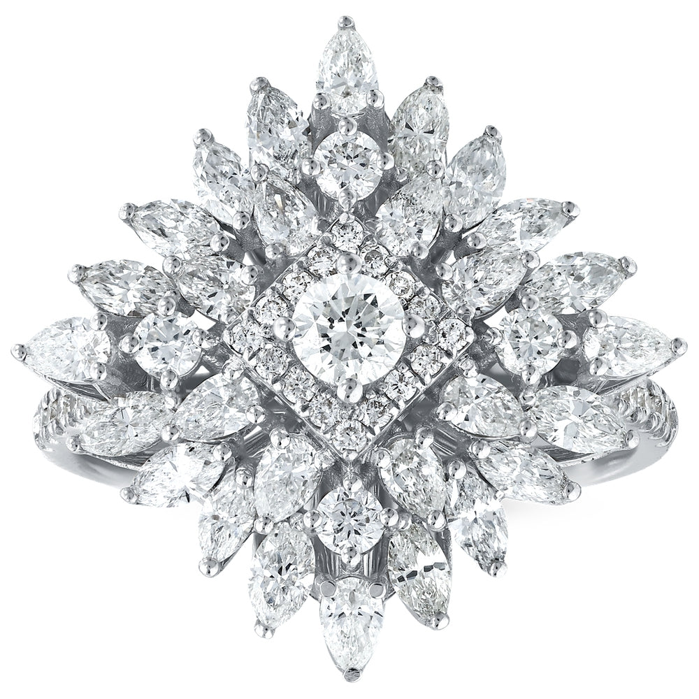 Assos 2.05 Karat Pırlanta Fantezi Yüzük 14 Ayar Beyaz Altın