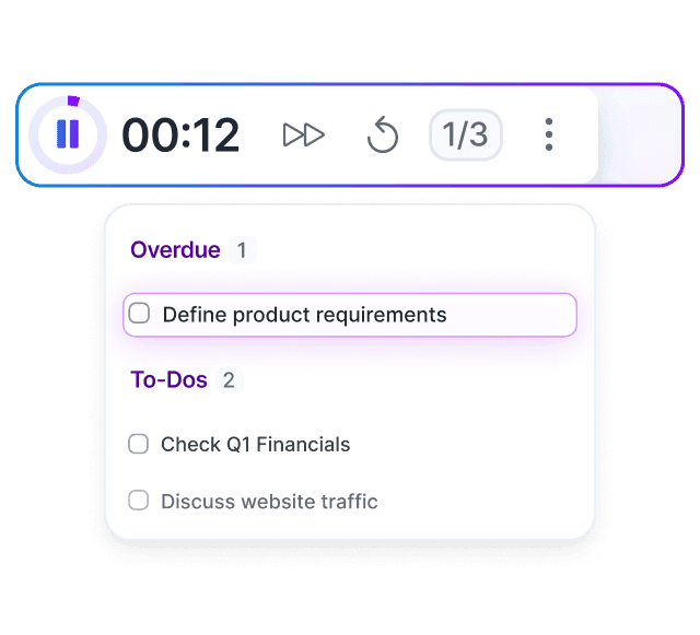 Check all overdue tasks and next to-dos via widget