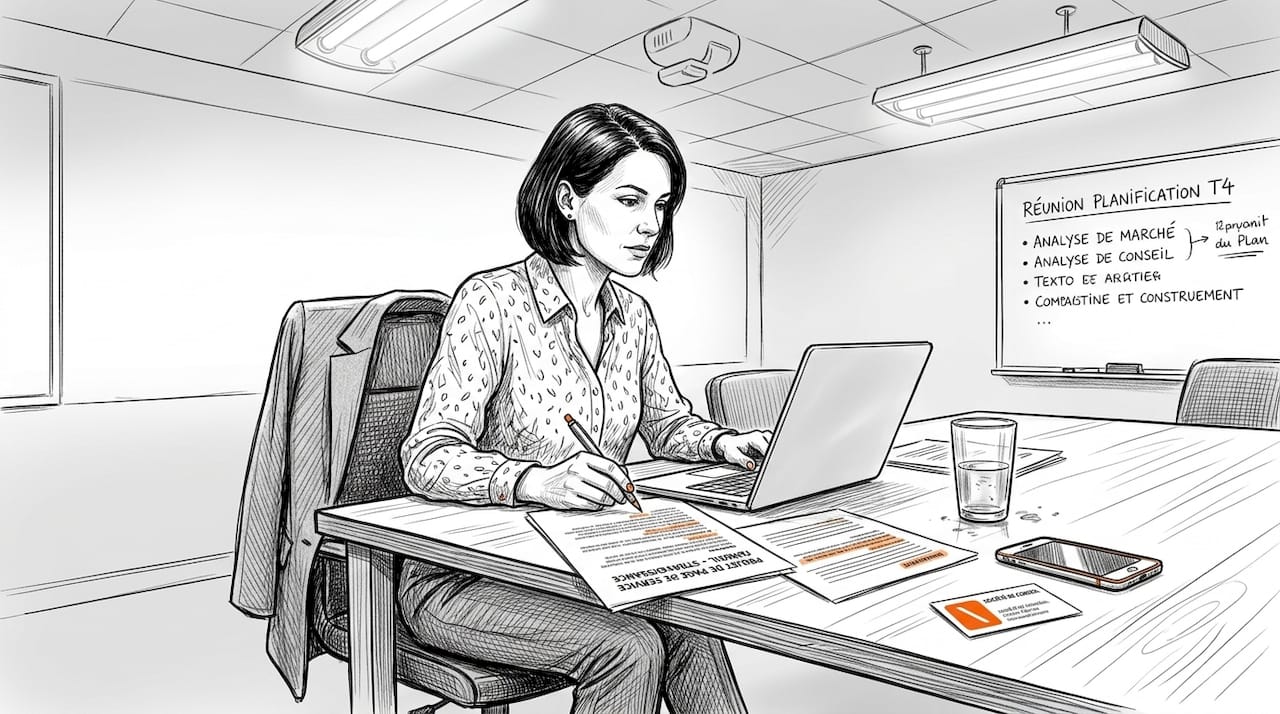 Un consultant en train d’examiner les épreuves papier d’une page de services