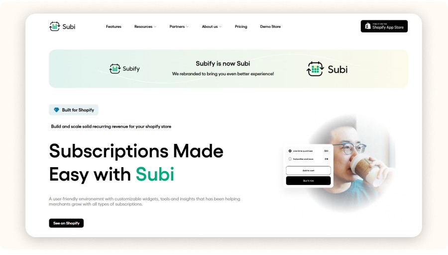 Subi homepage