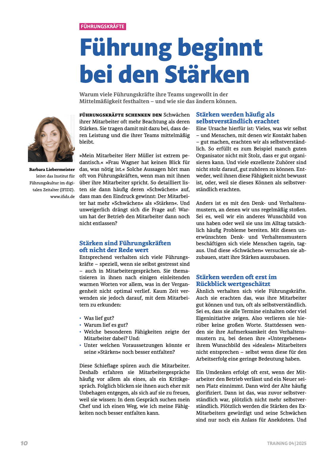 Cover: Führung beginnt bei den Stärken