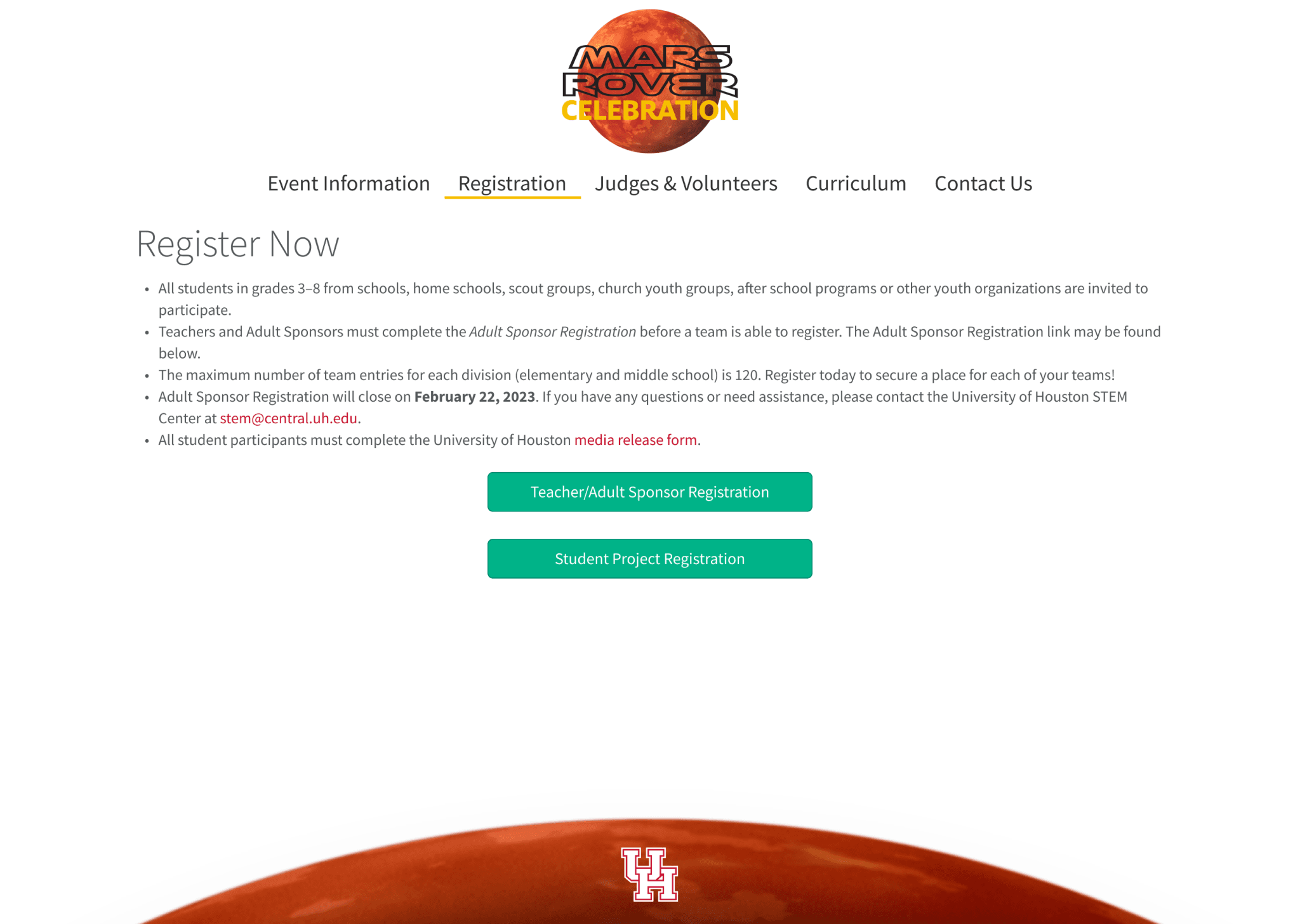 Website Register Now page