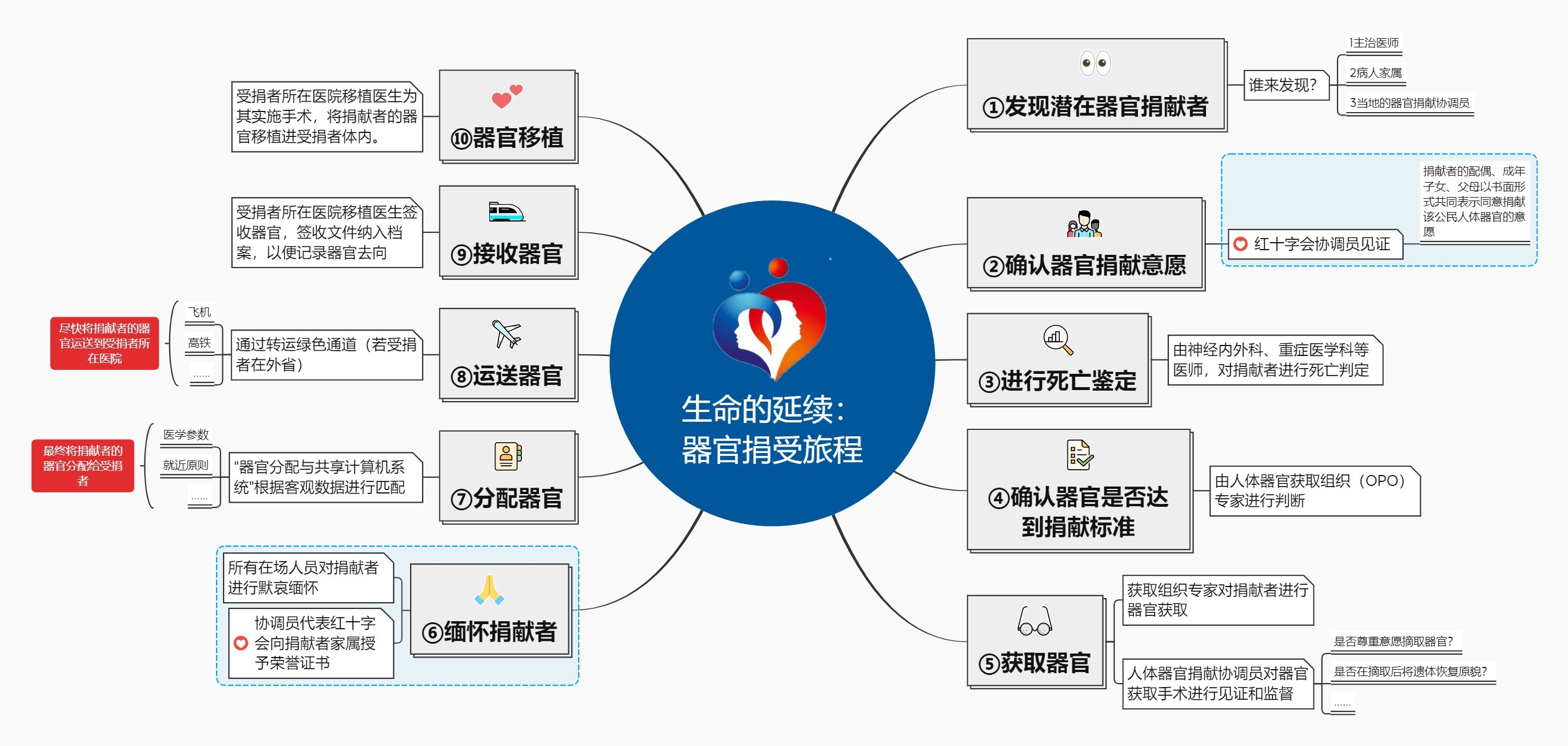 器官捐献流程思维导图