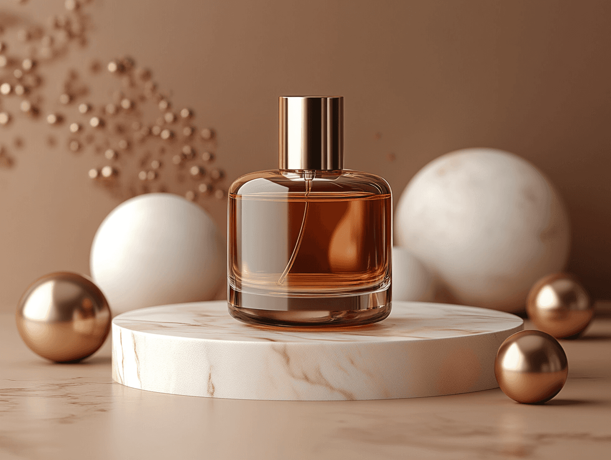 Product shot of a fragrance bottle.