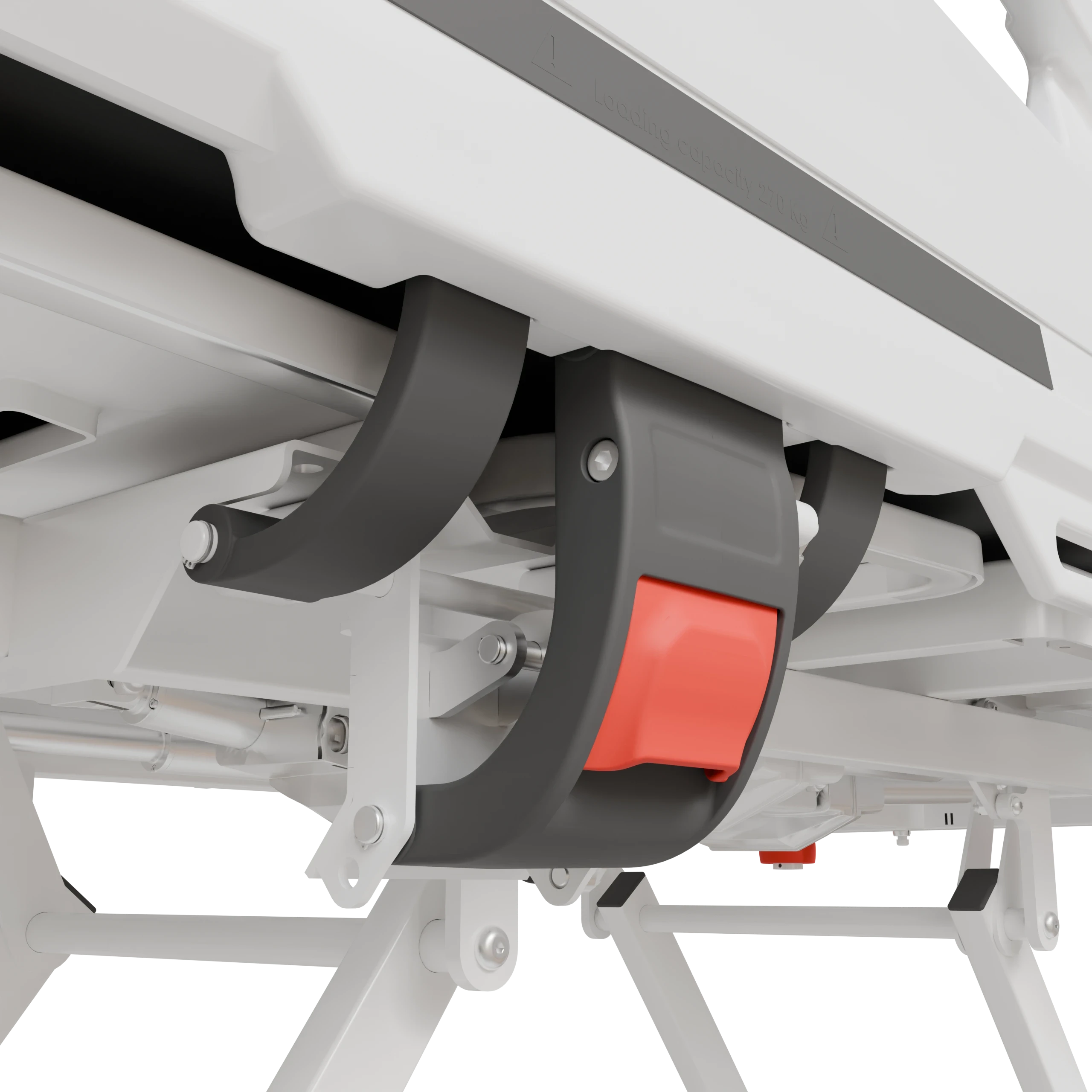 3D vizualizacija su ligoninės lovos apsauginiu turėklu – fotorealistinis medicinos įrangos atvaizdas, Renderiai.