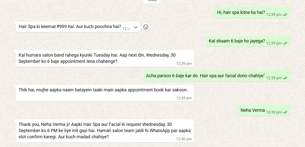 StyleCapt WhatsApp bot showing the T-shirt catalog