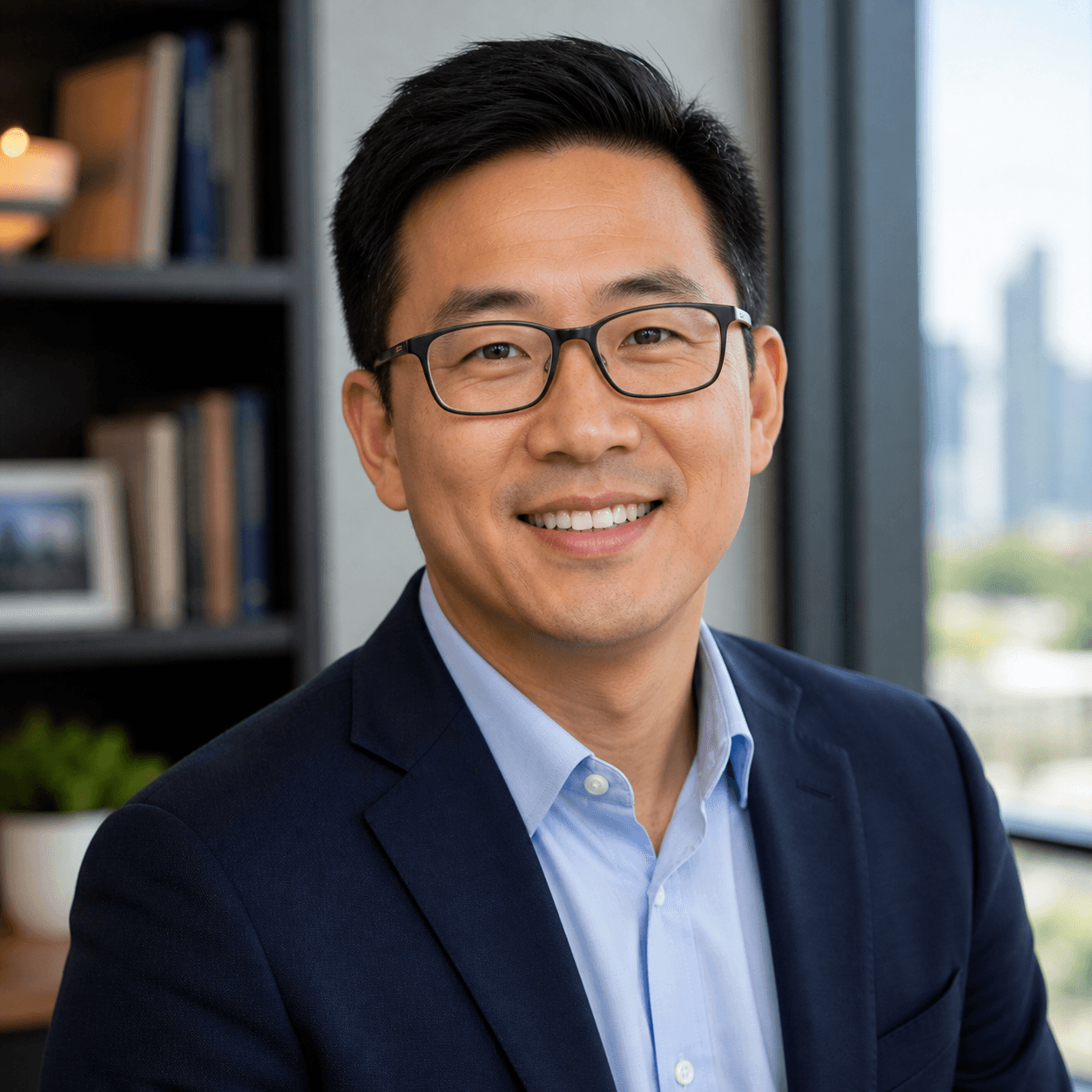 Professional portrait in modern office