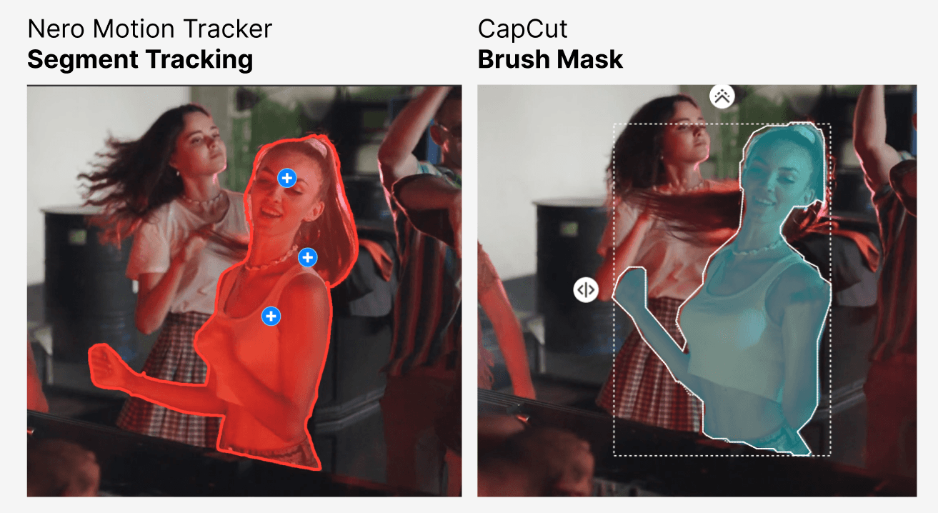 Segment tracking comparison Nero Motion Tracker vs CapCut
