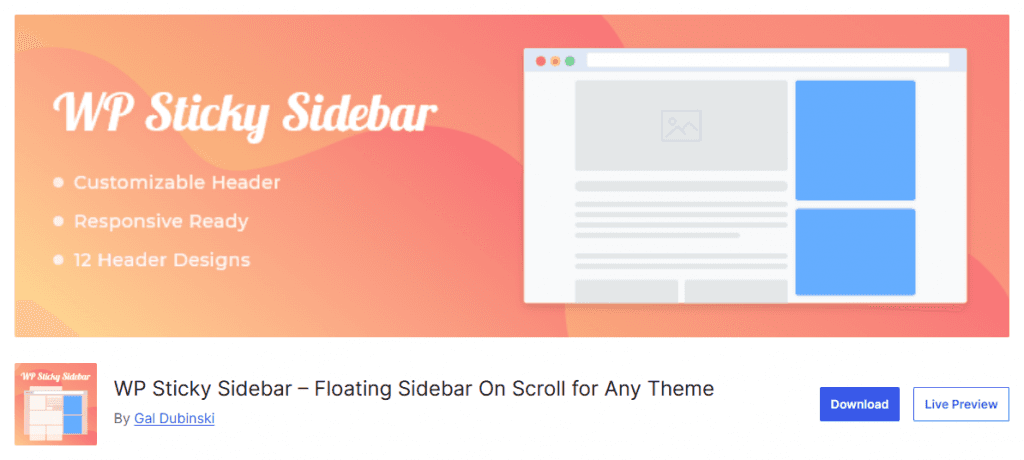 WP Sticky Sidebar plugin