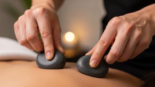 terapia de calor administrada con piedras