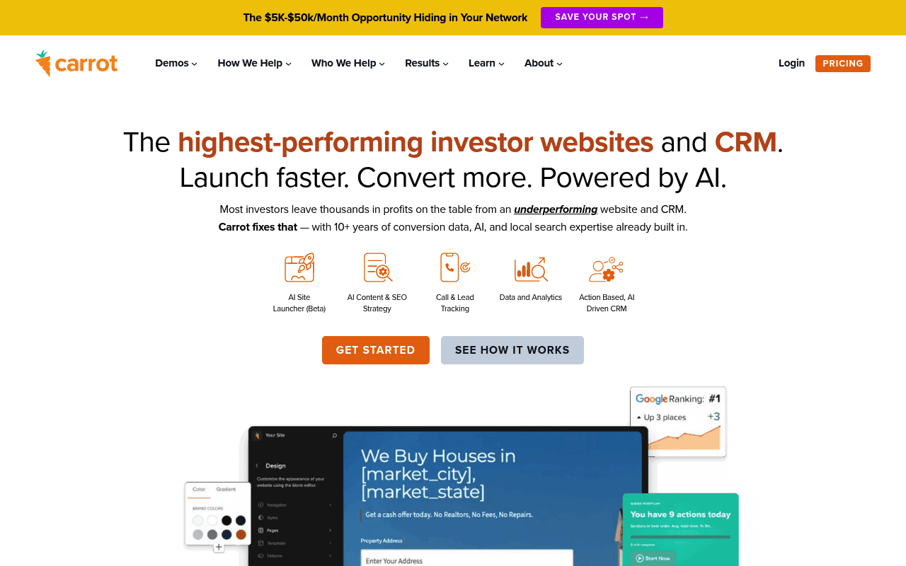 Carrot homepage screenshot