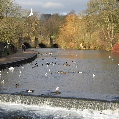 A view along the river at bakewell derbyshire