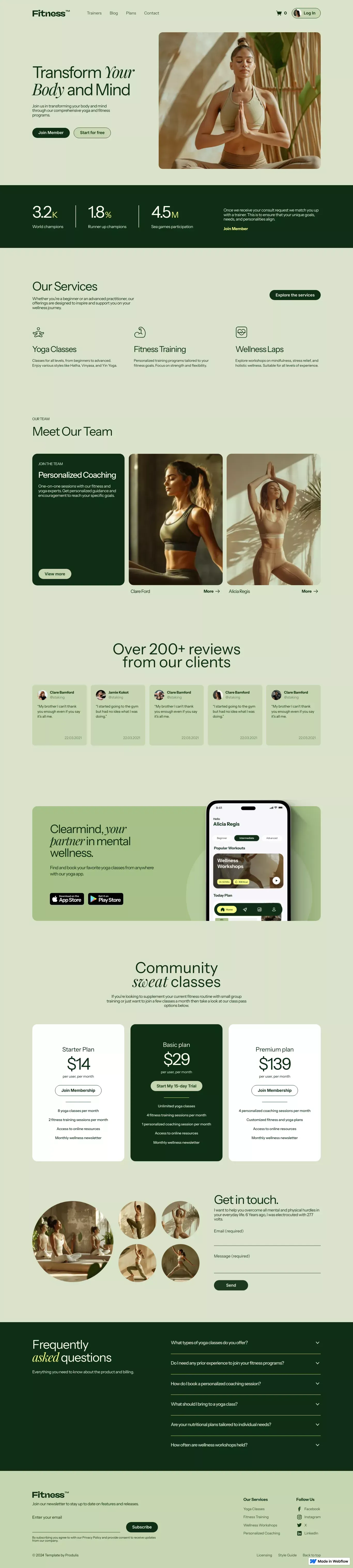 Serenium - Webflow Ecommerce website tem landing page screenshot showcasing Health & Fitness and Tech design