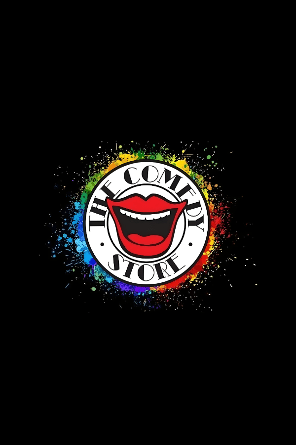 Comedy Store logo with colorful splash background, associated with The Best In Stand Up.