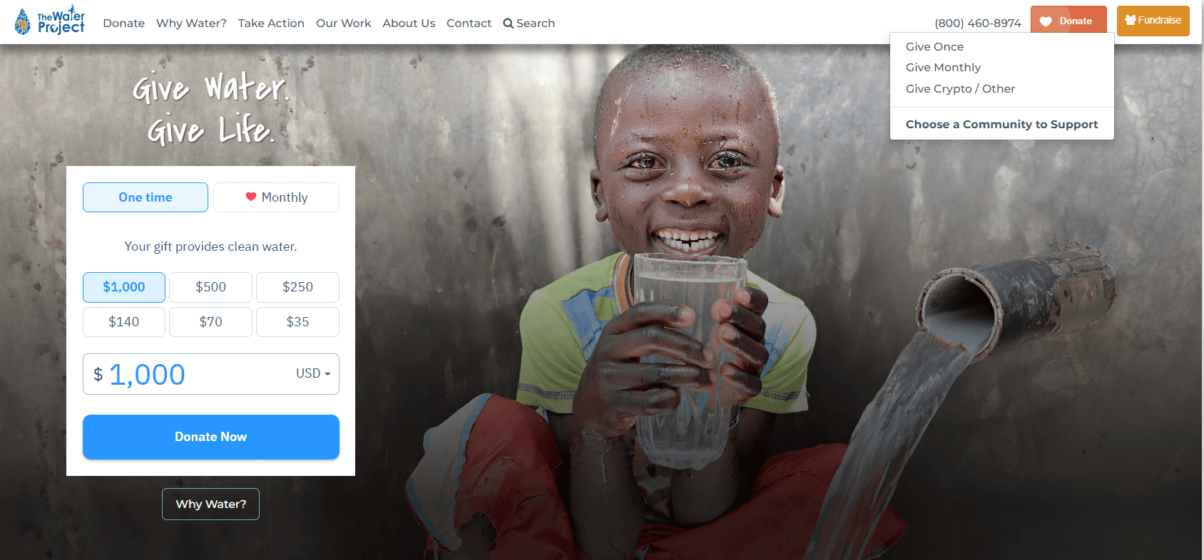 The Water project - Bitcoin and Crypto Donation