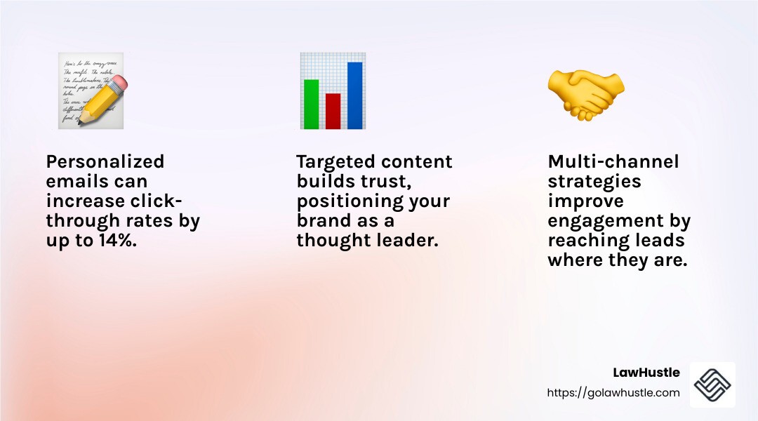 Personalized emails can boost engagement significantly. - Effective lead nurturing strategies infographic 3_facts_emoji_light-gradient