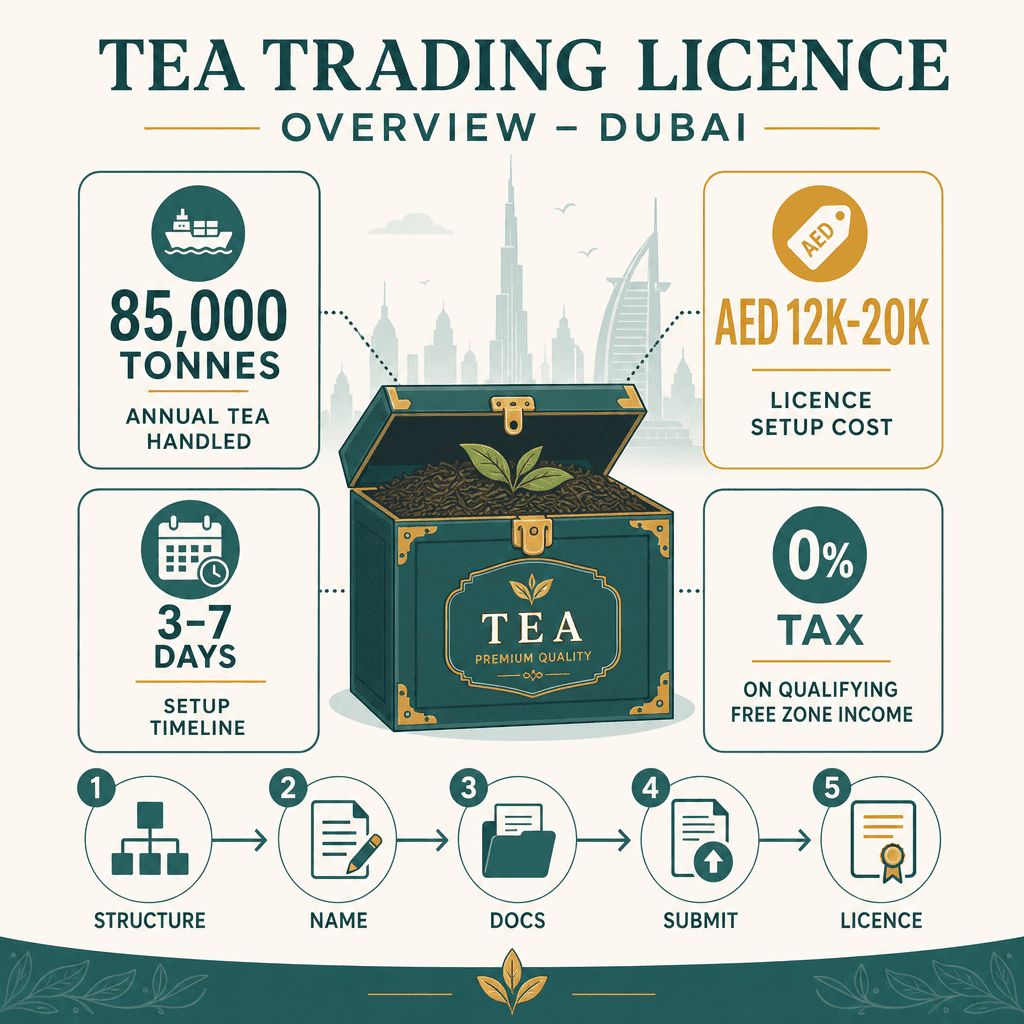 Infographic: How to Get a Tea Trading License in Dubai