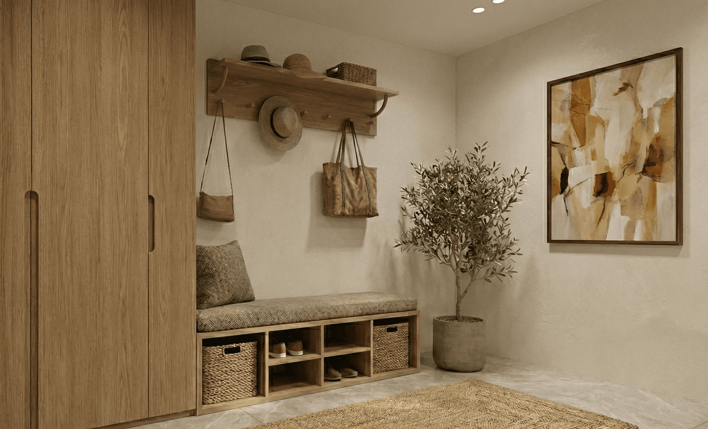 a living room filled with furniture and a mirror