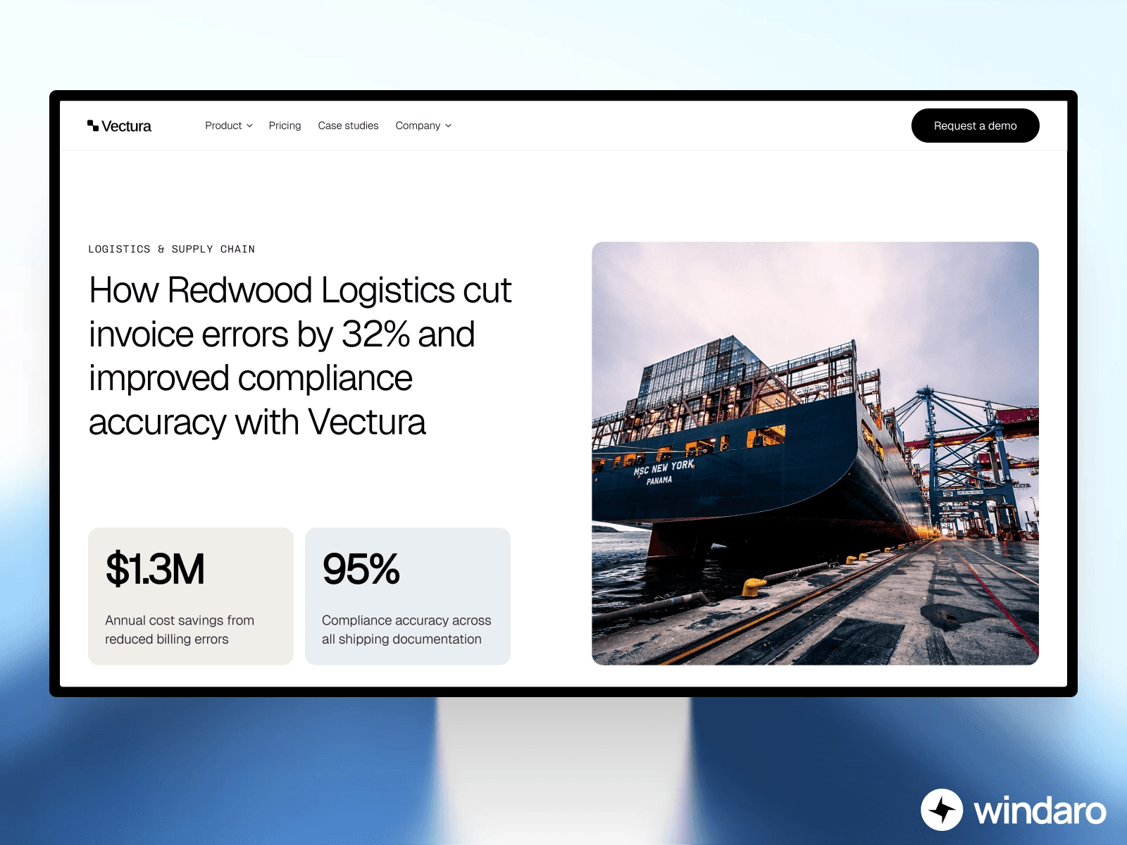 Vectura fintech SaaS Framer template metric cards
